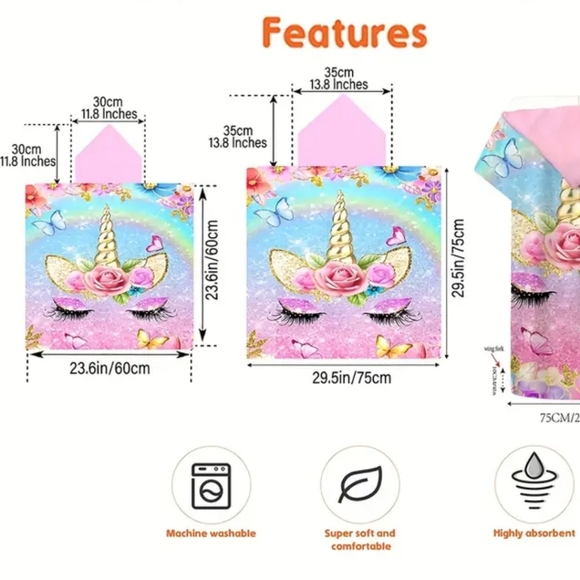 Children's hooded bath or beach towel - Picture 7 of 9